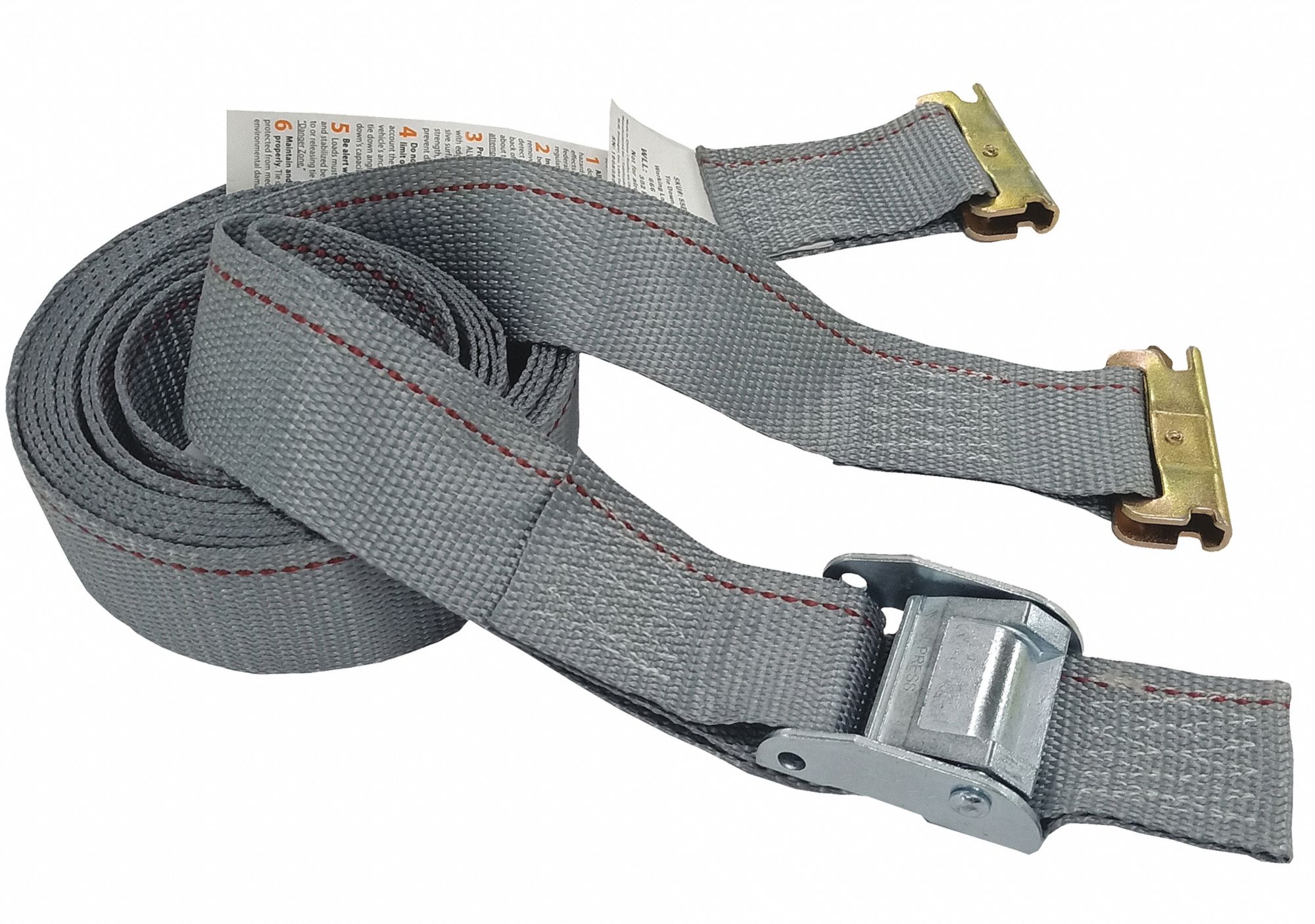 TIE DOWN STRAP, CAM BUCKLE, E-TRACK, GEN PURPOSE, 2 IN W, 800 LB WLL, GREY, 16 FT L