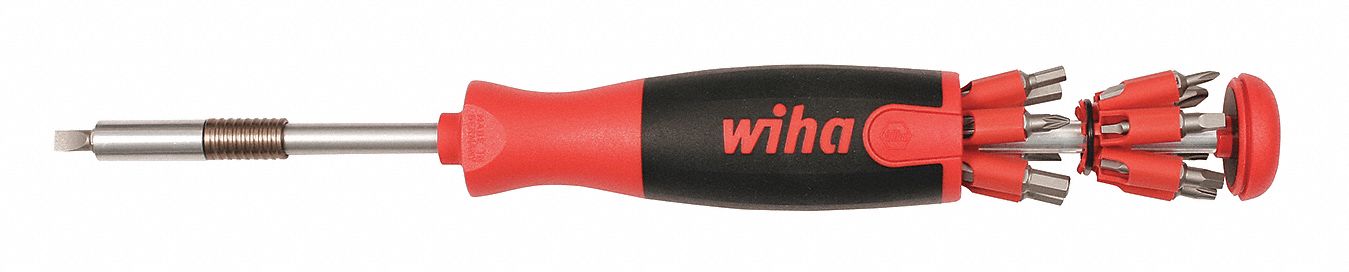 MULTI-BIT SCREWDRIVER, HEX/PHILLIPS/POZIDRIV/SLOTTED/SQUARE/TORX TIP, 24 TIPS, 9 IN OVERALL L