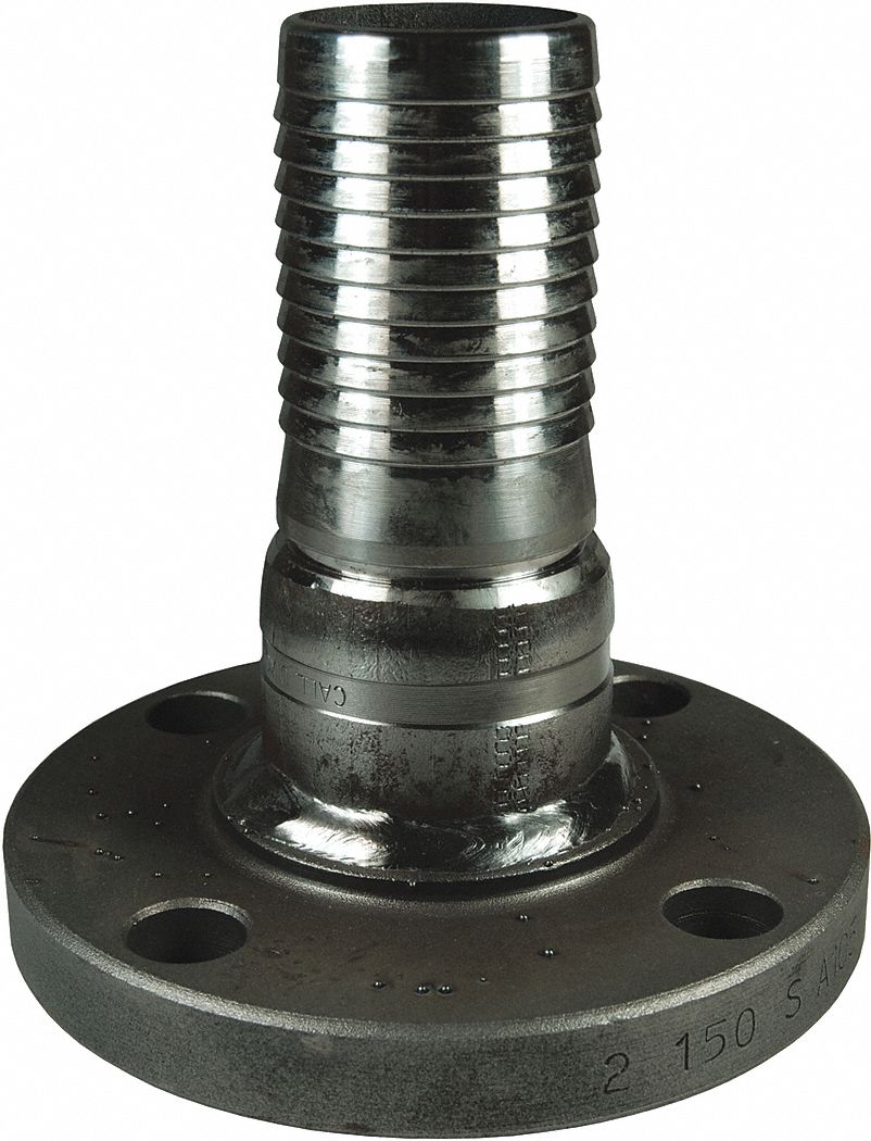 Barbed Hose Fitting: For 12 in Hose I.D., Steel x Steel, 12 in x 12 in Fitting Size, No Knurl