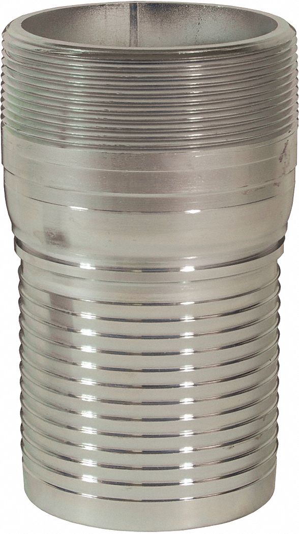 Barbed Hose Fitting: For 4 in Hose I.D., Steel x Steel, 4 in x 4 in Fitting Size, Hose Barb x NPT