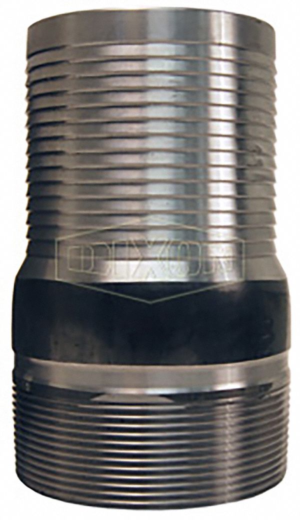 Barbed Hose Fitting: For 12 in Hose I.D., Steel x Steel, 12 in x 12 in Fitting Size, Hose Barb x NPT