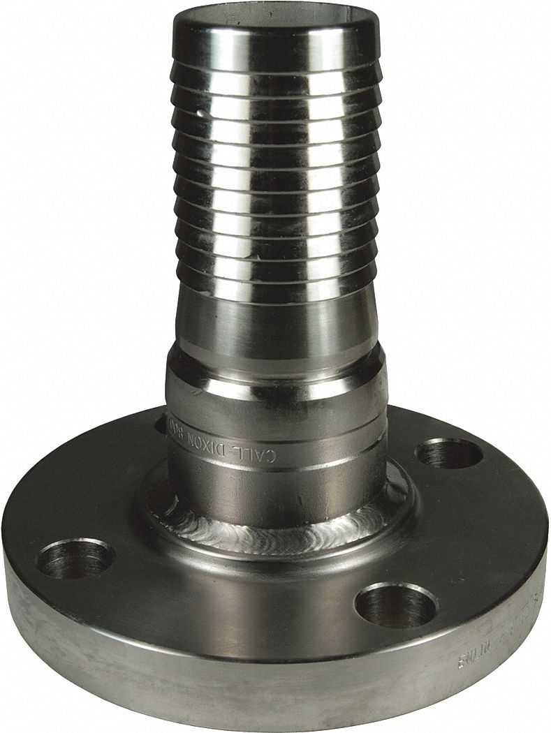 Barbed Hose Fitting: For 6 in Hose I.D., Hose Barb x Flange, No Knurl, Rigid