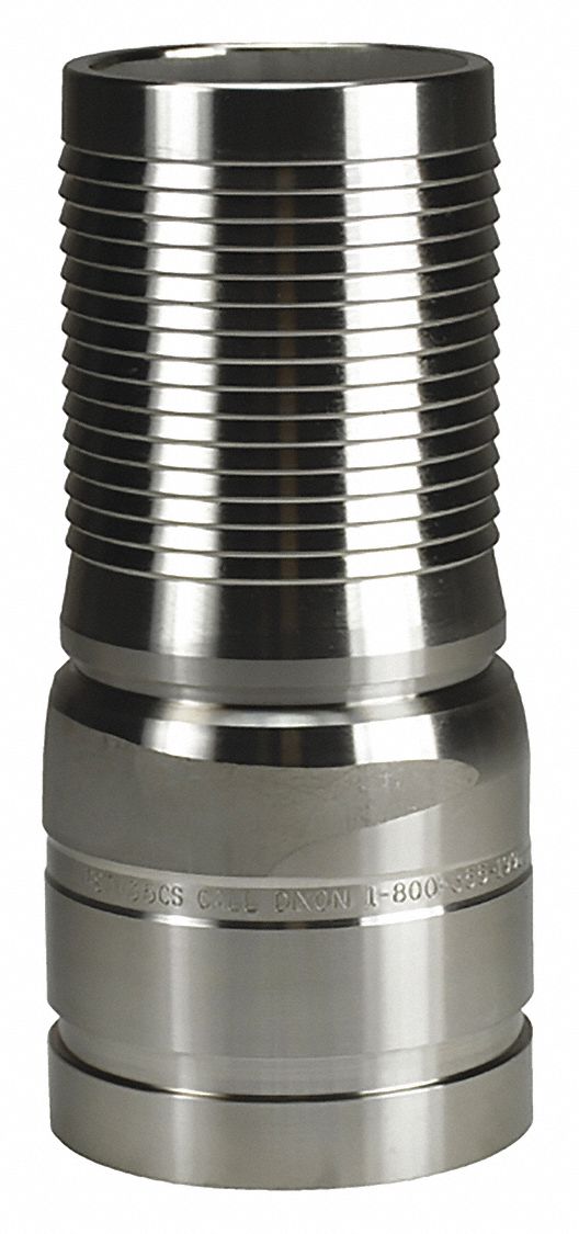 Barbed Hose Fitting: For 6 in Hose I.D., Steel x Steel, 6 in x 6 in Fitting Size, No Knurl, Straight