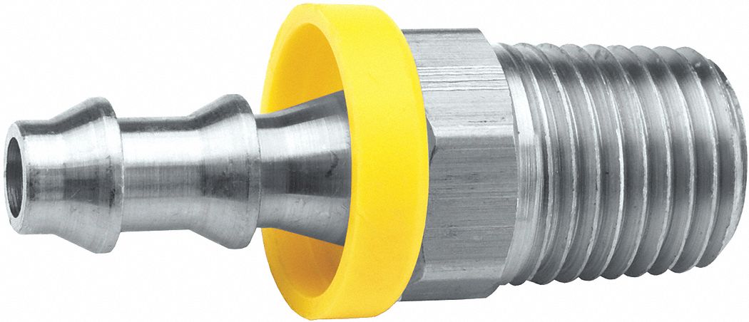 Beaded Hose Fitting: For 5/8 in Hose I.D., 5/8 in x 1/2 in Fitting Size,  Hose Barb x NPT, Rigid