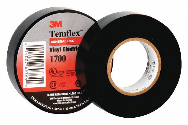 3M PVC Electrical Tape, Rubber Tape Adhesive, 7.0 mil Thick, 3/4 in X ...