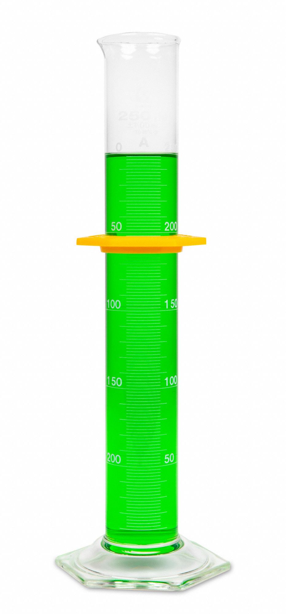 GRADUATED CYLINDER, 250 ML CAPACITY, 8.5 FL OZ CAPACITY, 2 ML GRADUATION INCREMENTS