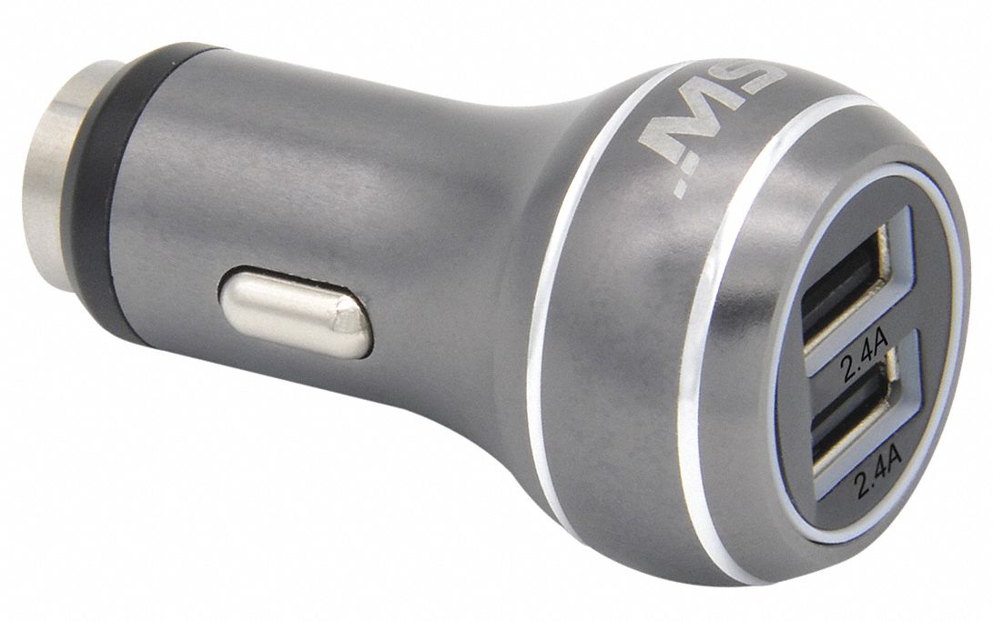 MOBILESPEC, 12V DC, 2 Output Connectors, USB Car Charger 55FA02