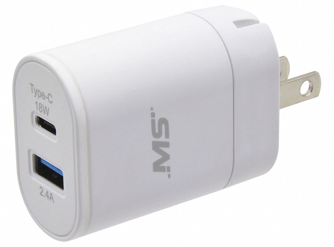 MOBILESPEC, 110V AC, 2 Output Connectors, USB Wall Outlet Charger