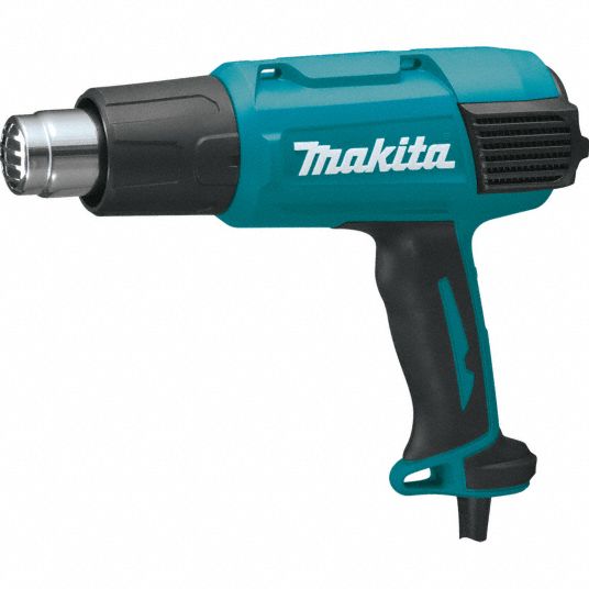 MAKITA Heat Gun: Pistol-Grip, 120V AC, Two-Prong, 122°F to 1,022°F, 7 cfm  Air Volume, 13 A Current