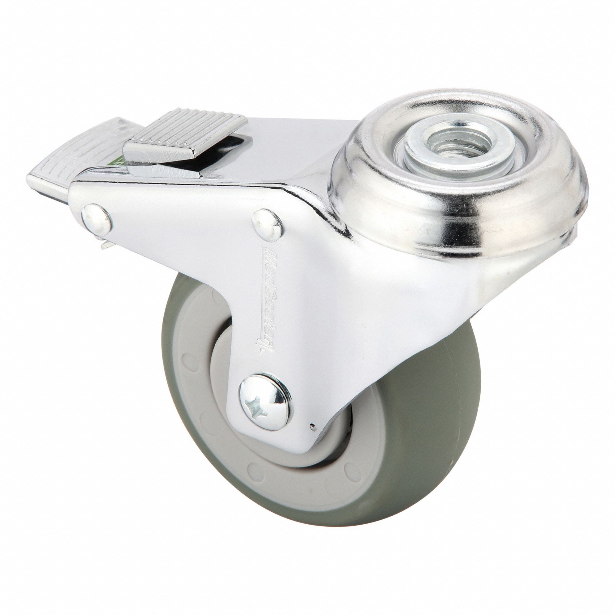 Bolt-Hole Caster, 3"dia, Swivel, Rubber