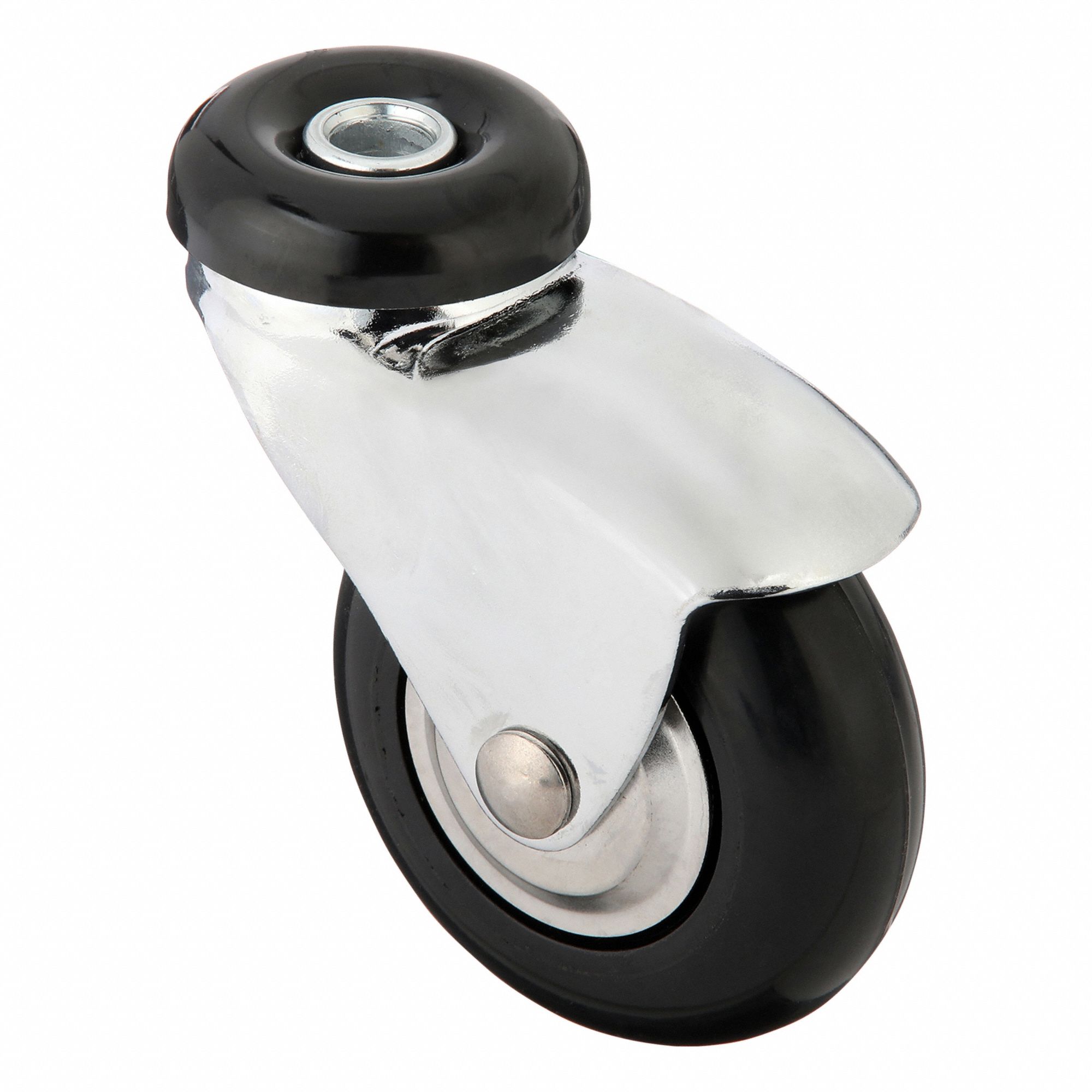 Bolt-Hole Caster, 3"dia, Swivel, Rubber