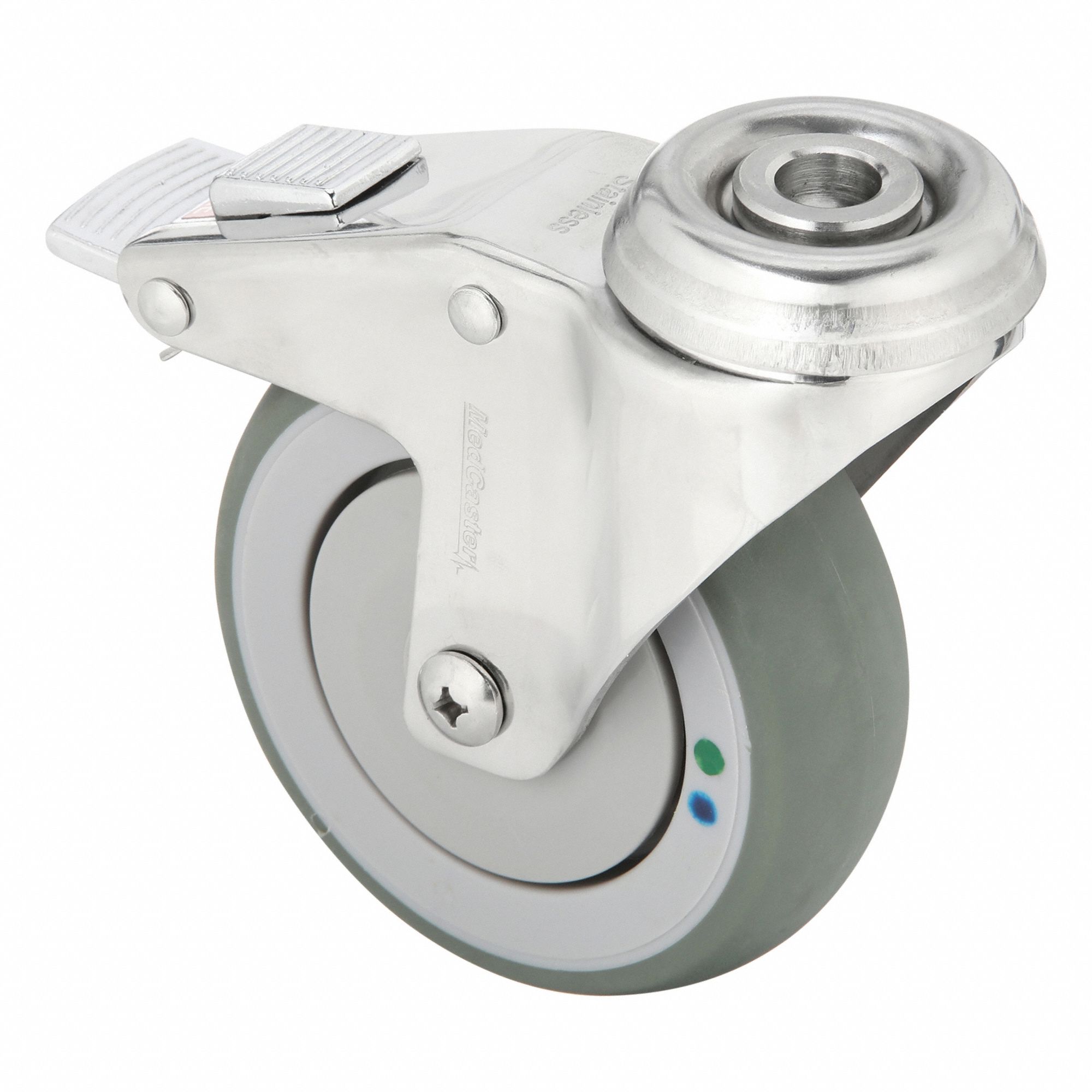Antimicrobial Corrosion- & Debris-Resistant Bolt-Hole Caster: 4 in Wheel Dia., 190 lb