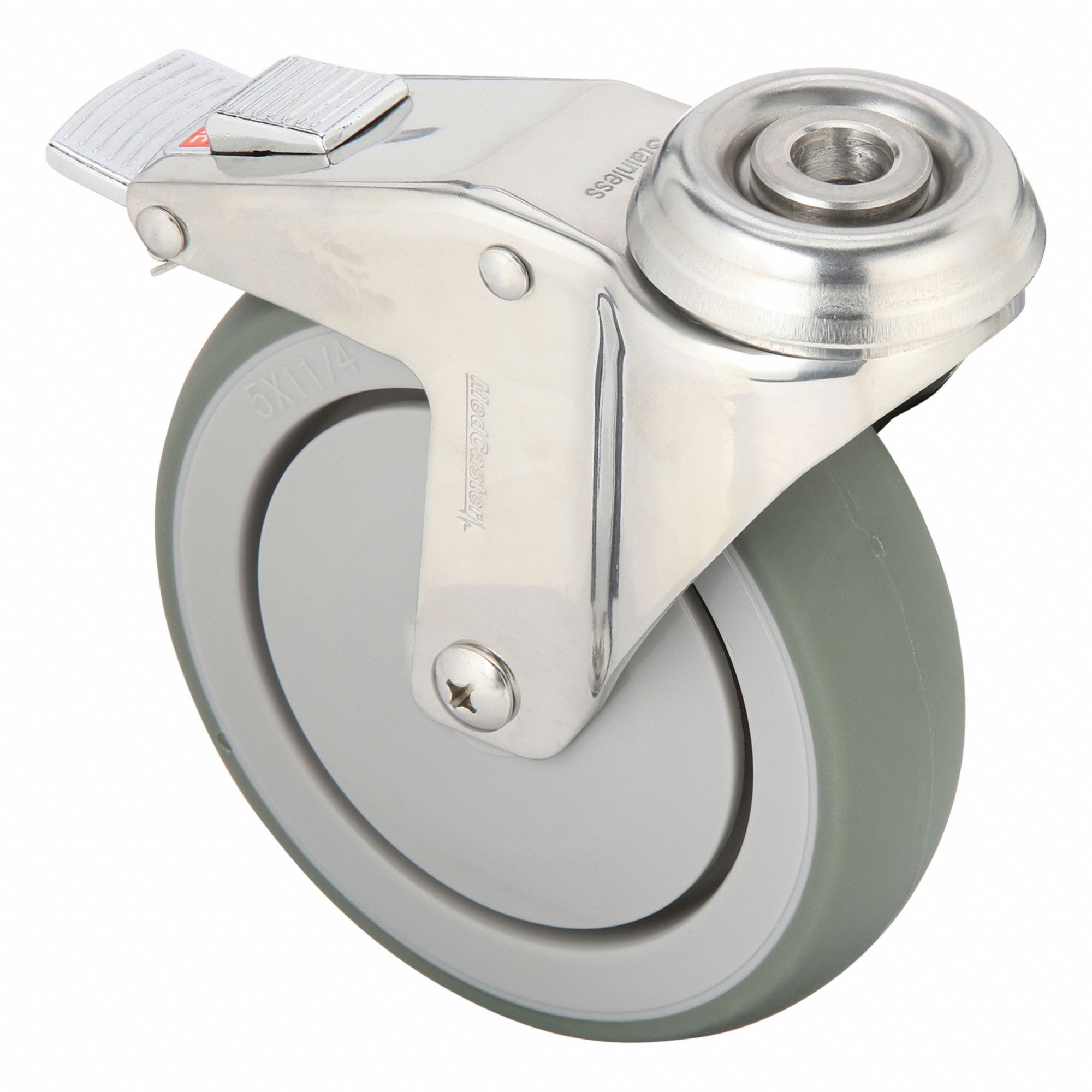 Antimicrobial Corrosion- & Debris-Resistant Bolt-Hole Caster: 5 in Wheel Dia., 220 lb