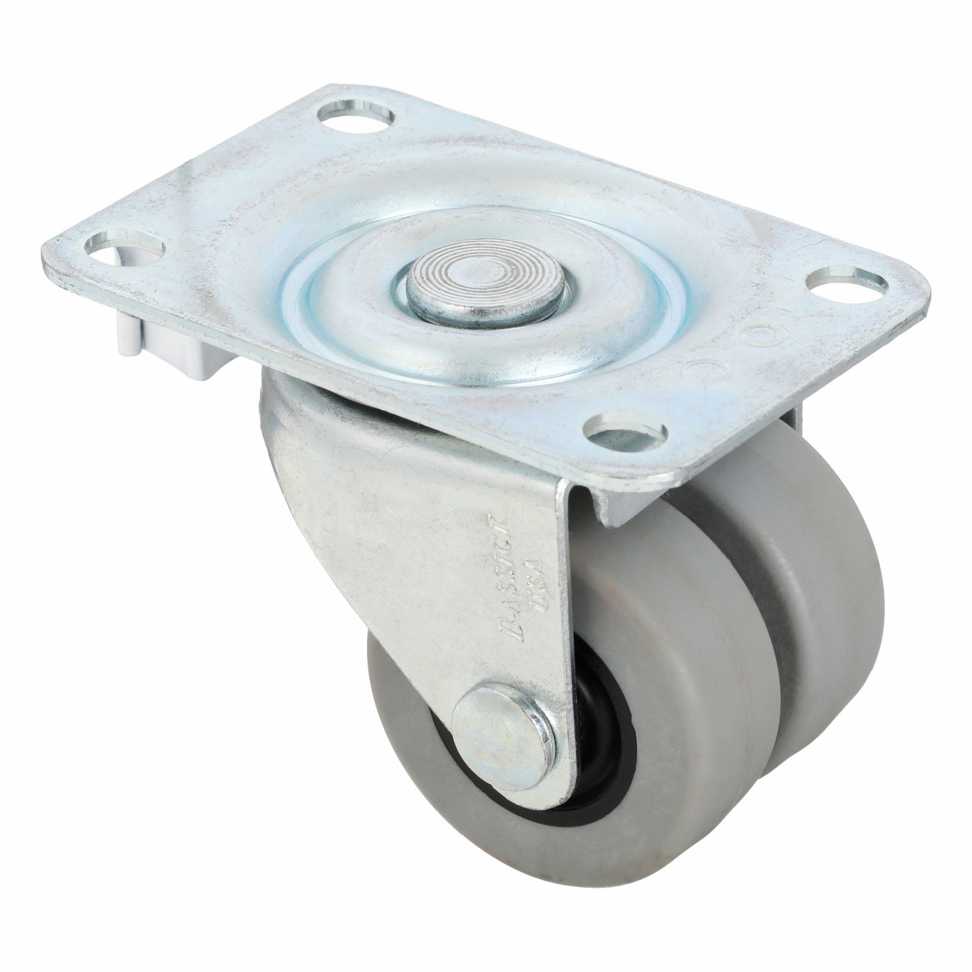 Plate Caster: Swivel, No Brake, Rubber, 13/16 in Wheel Dia, 2 13/16 in Mounting Ht