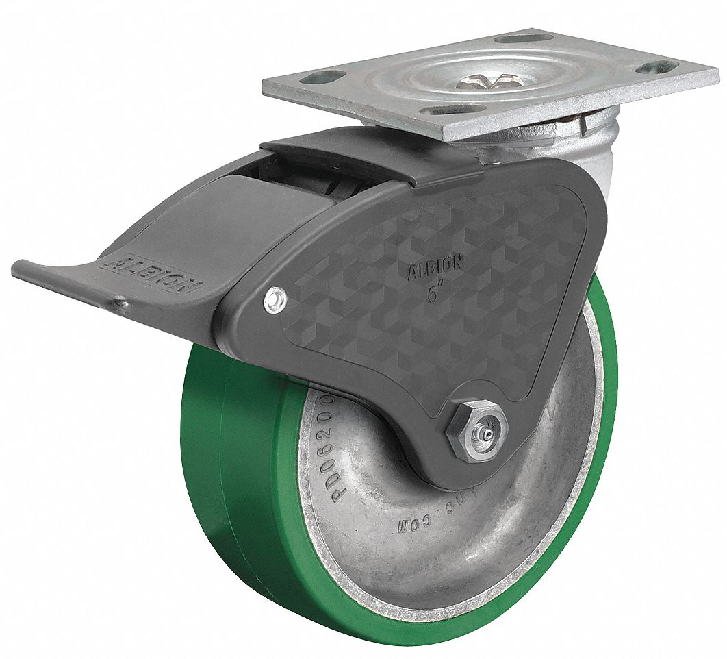 ALBION CASTERS Standard Plate Caster, Swivel, Polyurethane, 700 lb, 4 ...