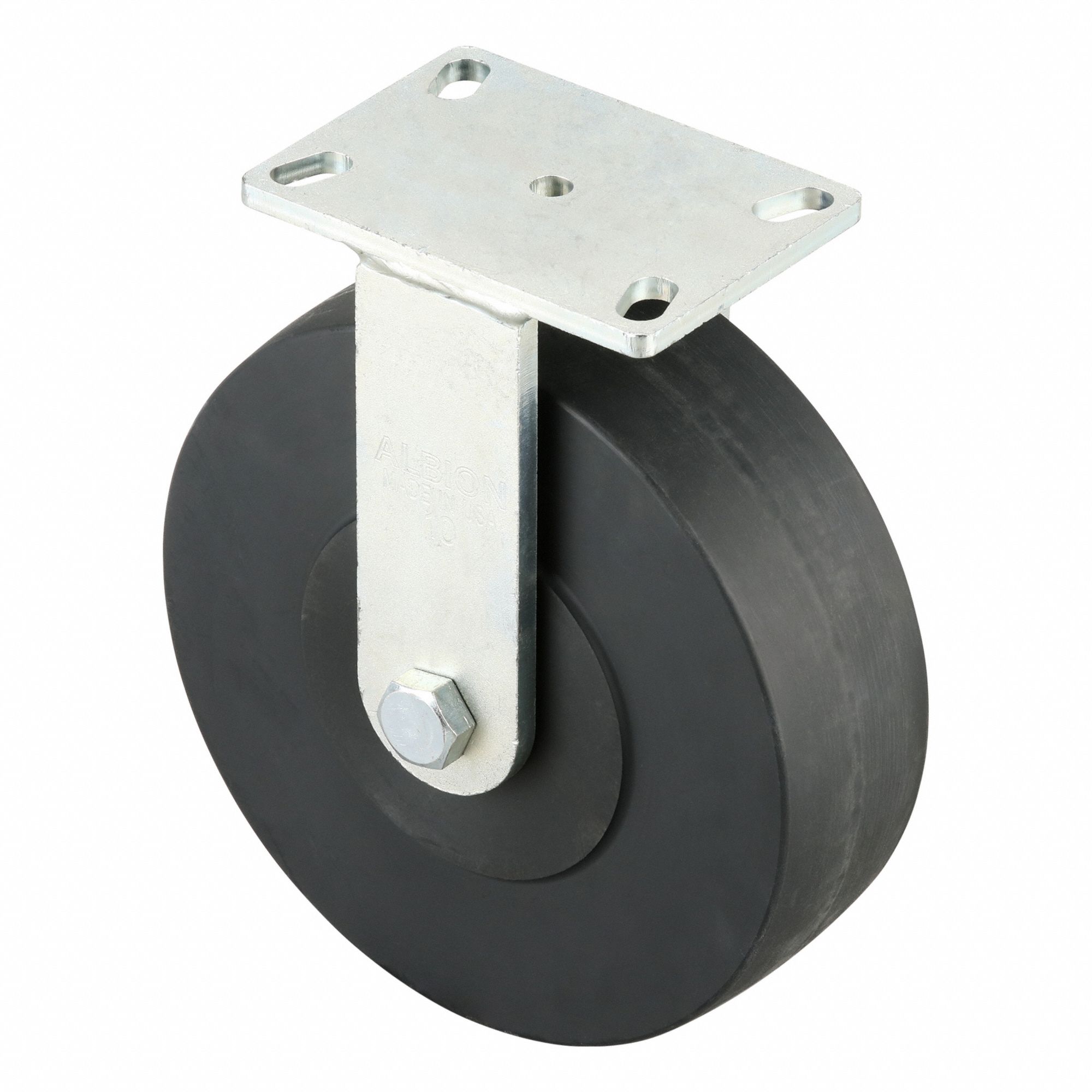 Plate Caster: Rigid, Polyolefin, 10 in Wheel Dia, 2 in Wheel Wd, 11 1/2 in Mounting Ht, Ball