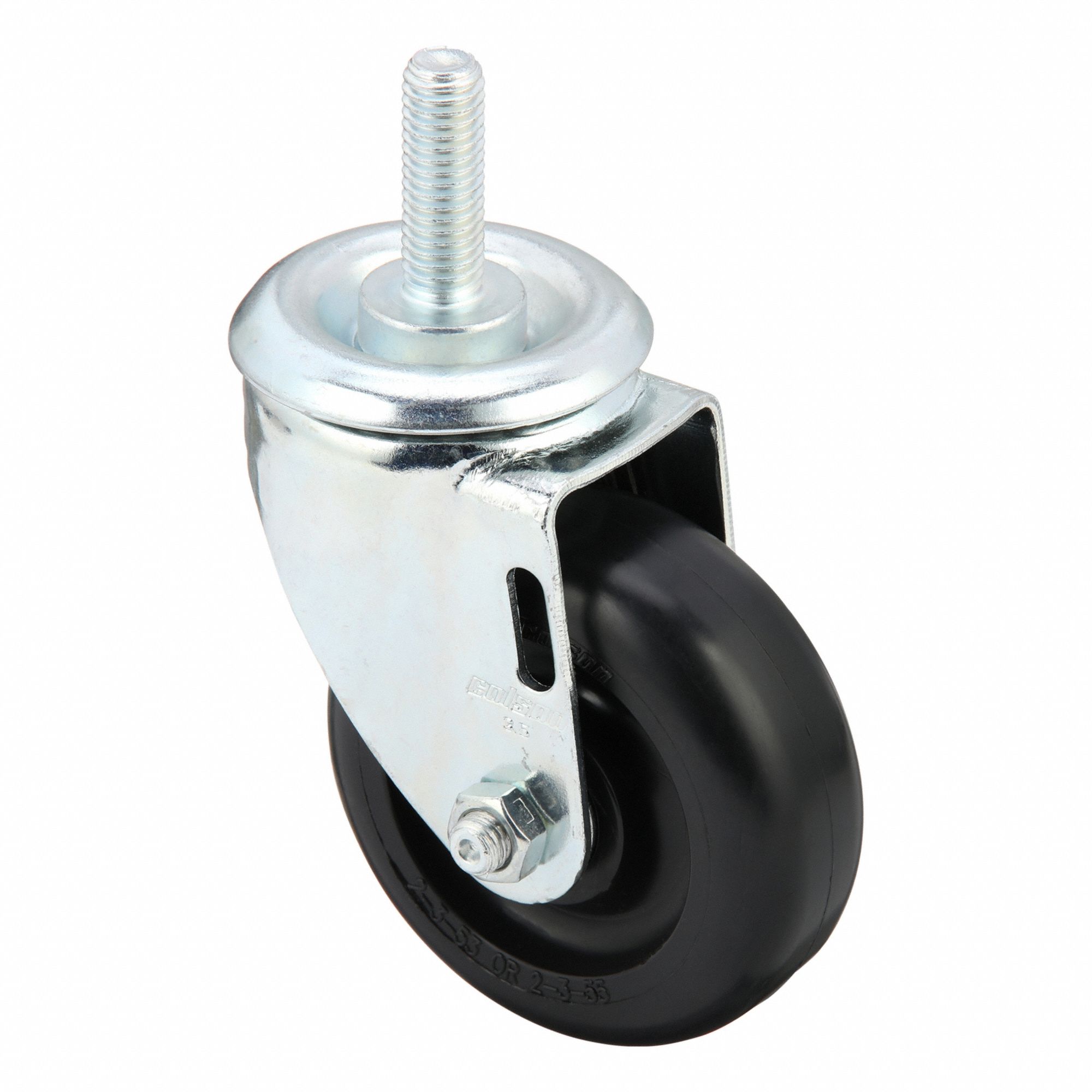 Stem Caster: Inch, Swivel, 3 in Wheel Dia., 1 1/4 in Wheel Wd, 4 9/16 in Mounting Ht, Swivel