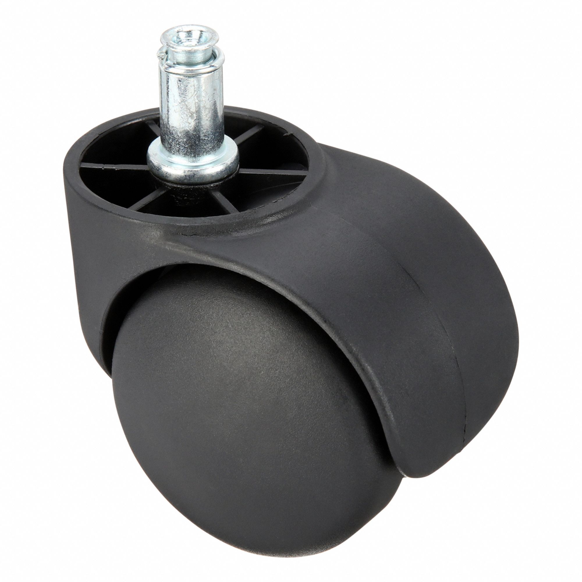 Stem Caster: Swivel, No Brake, 2 3/16 in Wheel Dia., 2 1/4 in Wheel Wd, Nylon, Nylon