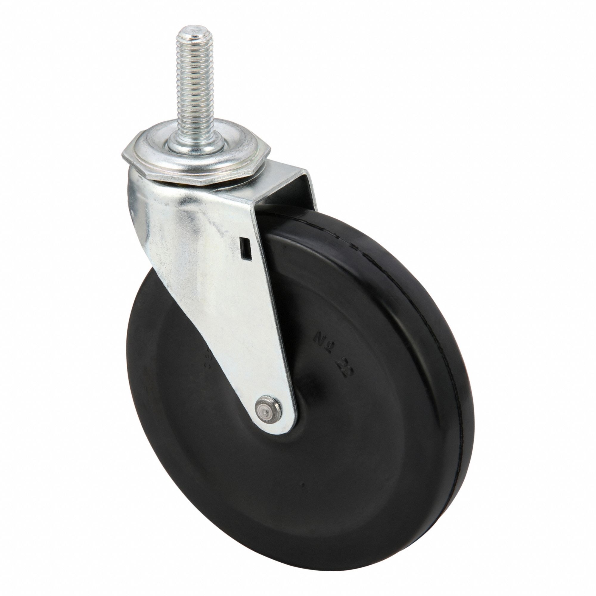NSF-Listed Sanitary Threaded Stem Caster: 5 in Wheel Dia., 125 lb, Swivel Caster