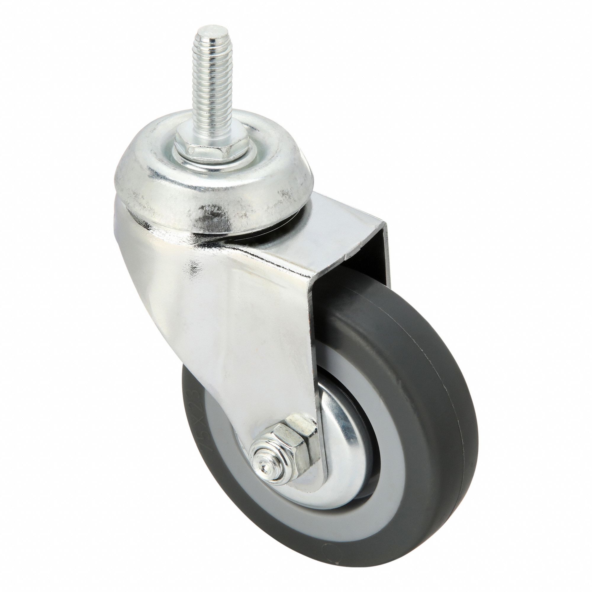 Single-Wheel Threaded Stem Caster: 3 in Wheel Dia., 140 lb, 4 in Mounting Ht