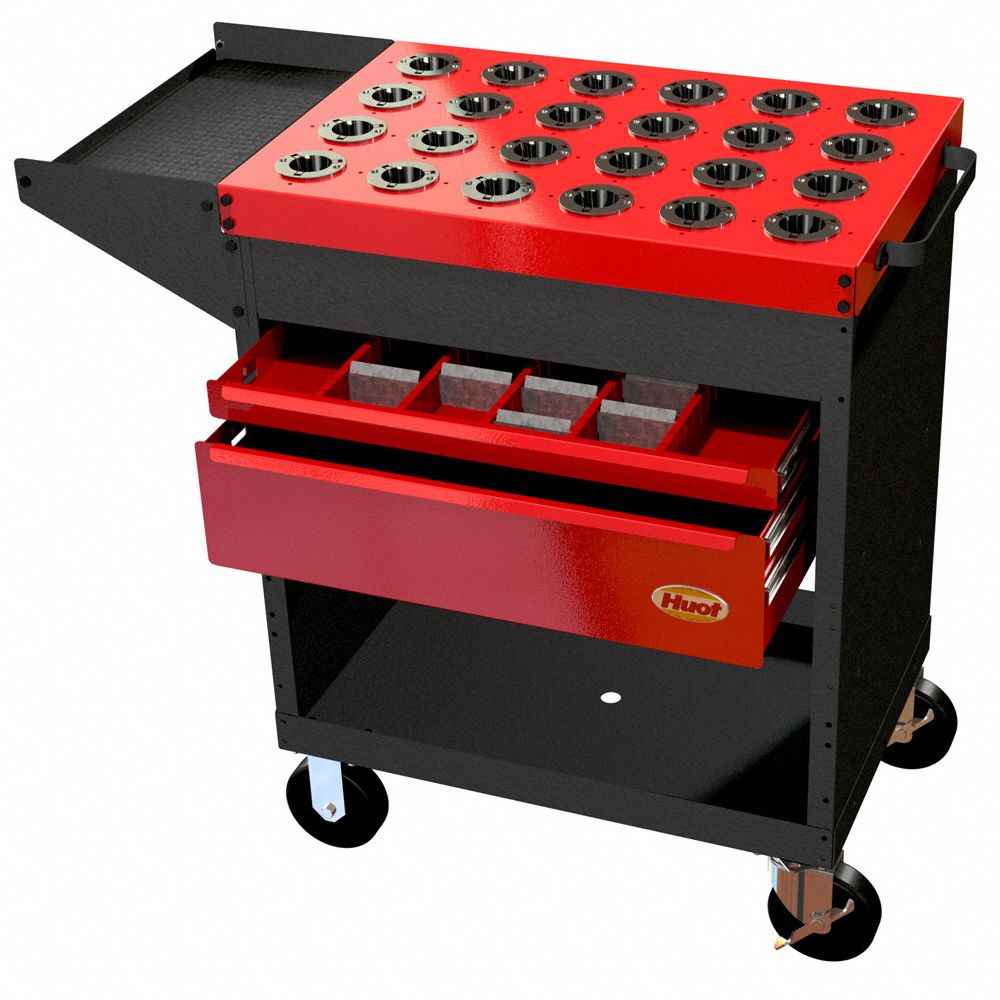 HUOT, For BT40/CAT40/NMTB40 Taper, 24 Compartments, Tool Holder Cart 55FE5813640 Grainger