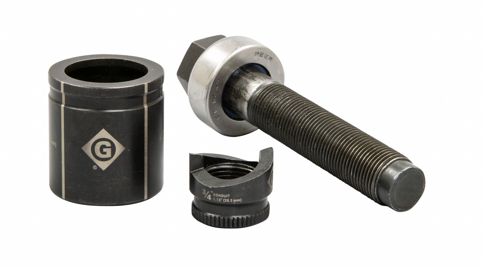 GREENLEE, 10 ga Sheet Metal Capacity (Steel), 1 7/64 in Nominal Size, Knockout Punch Set