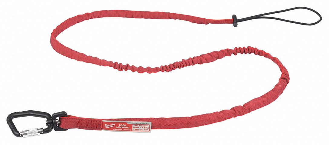 MILWAUKEE Tool Lanyard, Elastic Tether Style, 10 lb Weight Capacity ...