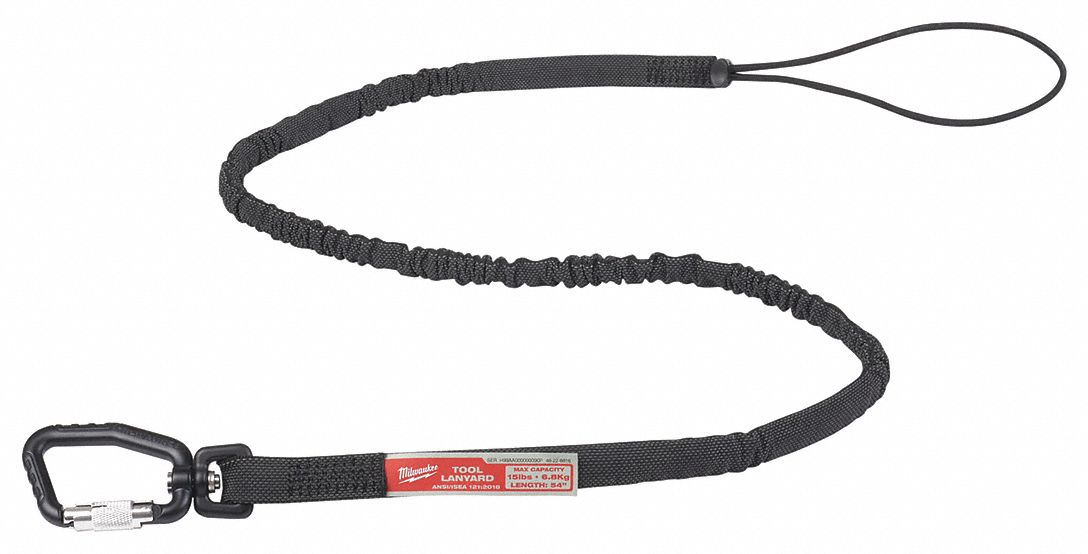 MILWAUKEE Tool Lanyard, Elastic Tether Style, 15 lb Weight Capacity ...