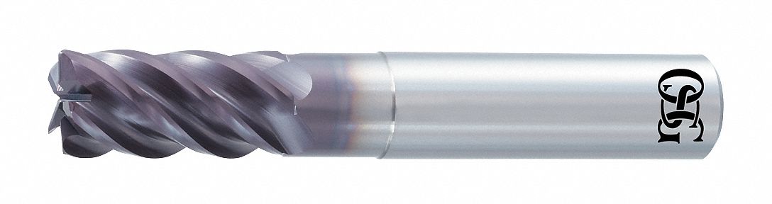 Corner Radius End Mill: Carbide, EXO Coated, 5 Flute, 1" Mill Dia, 1-1/2" LOC, 0.03" Rad, 4" OAL