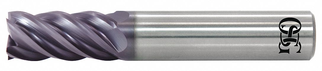 Square End Mill: Carbide, EXO Coated, 5 Flute, 1" Mill Dia, 1-1/2" LOC, 4" OAL