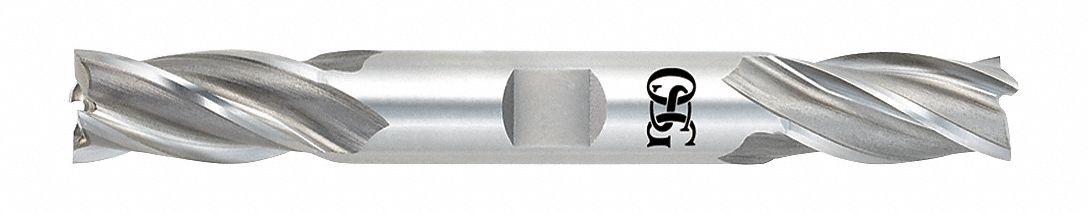 Square End Mill: Cobalt, TiN Coated, Double End, 4 Flute, 1" Mill Dia, 1-7/8" LOC, 6-3/8" OAL