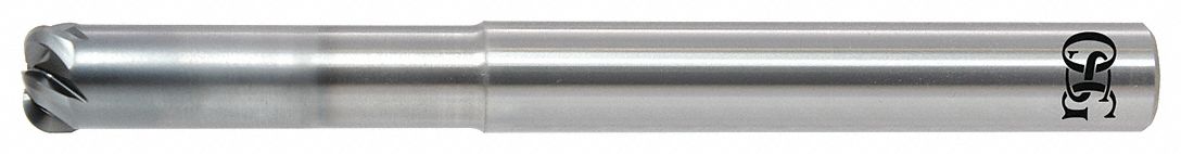 Corner Radius End Mill: Carbide, WXS Coated, 5 Flute, 1/2" Mill Dia, 0.2" LOC, 1/8" Rad, 5" OAL