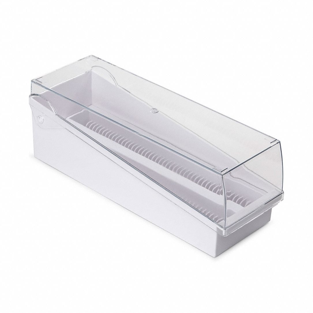 Microscope Slide Box: Plastic, 240 mm Overall Lg, 3.25 in Overall Wd, White, 3 in x 1 in Size Slides