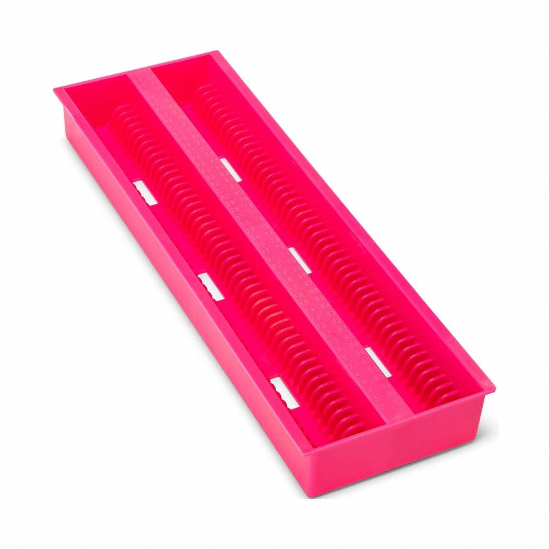 Slide Tray: Plastic, 240 mm Overall Lg, 85 mm Overall Wd, Pink, (200) Slides, 240 x 85 x 95 mm