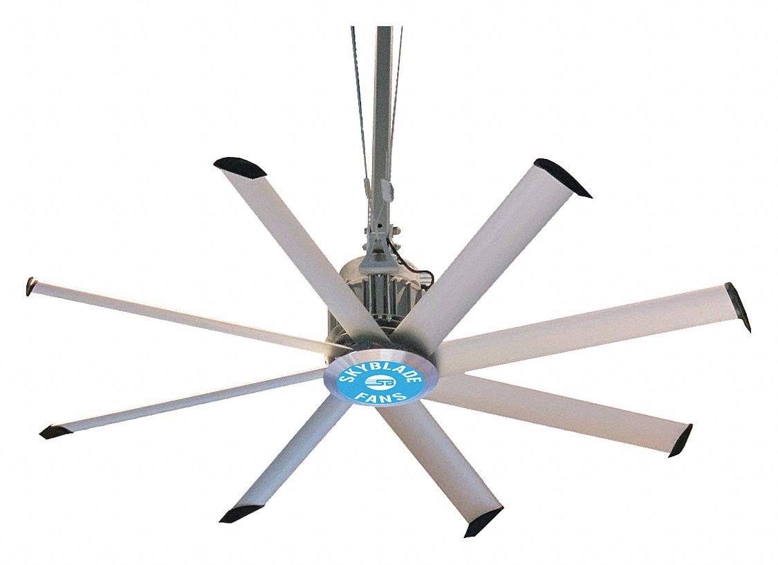 Hvls Ceiling Fan 10 Ft Number Of Blades 8 Number Of Speeds Variable 110 To 230vac Gray