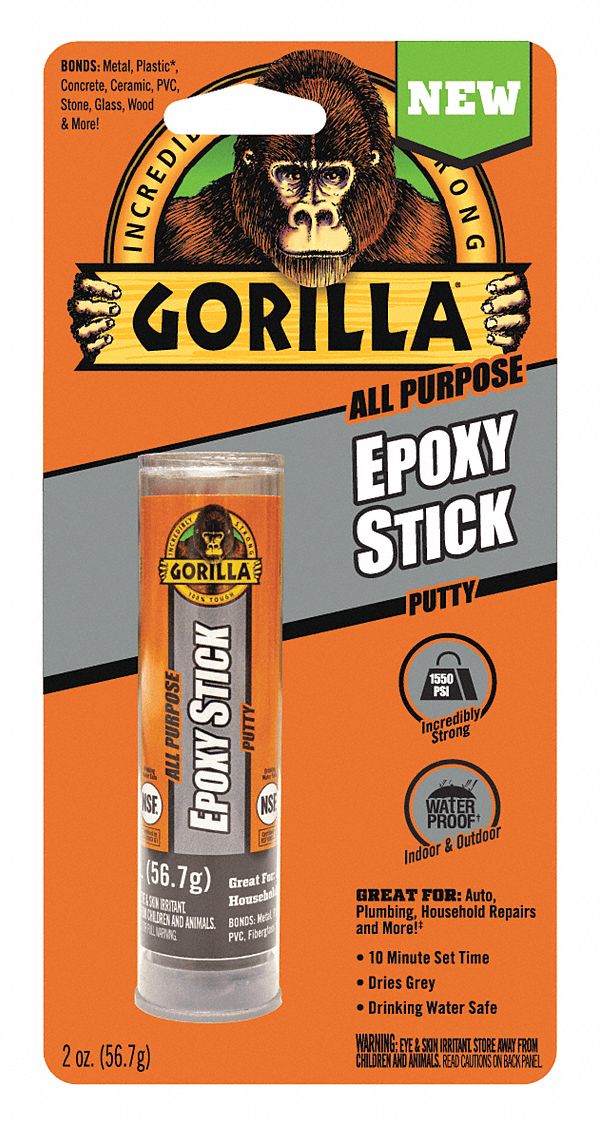 GORILLA, Epoxy, 2 oz Size, Epoxy Putty 55FJ874242501 Grainger