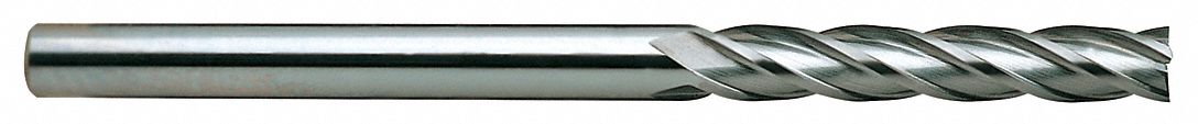 Square End Mill: Carbide, 4 Flute, 7/16" Mill Dia, 3" LOC, 6" OAL