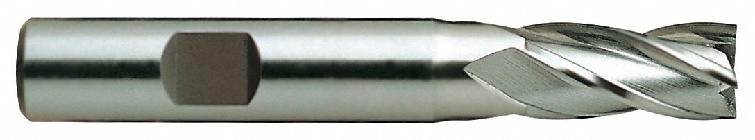 Square End Mill, Single End, 3-1/2", HSS