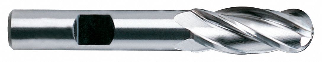 Ball End Mill: Cobalt, TiCN Coated, 4 Flute, 1-1/2" Mill Dia, 2" LOC, 4-1/2" OAL, List E2020