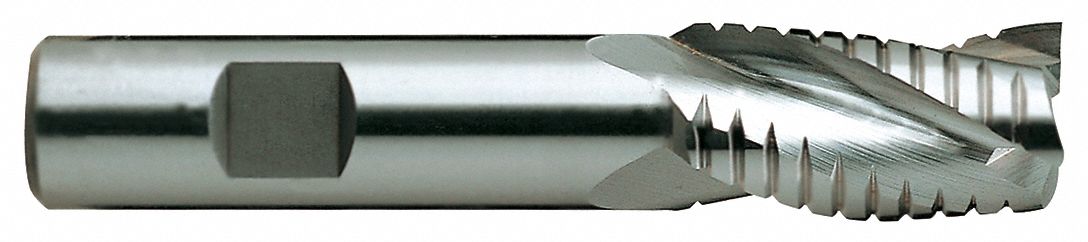 Roughing End Mill: Cobalt, 4 Flute, 1/2" Mill Dia, 1-1/4" LOC, 3-1/4" OAL