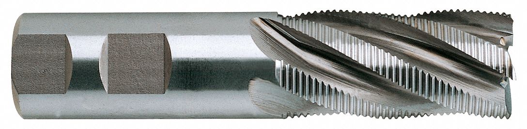 Roughing End Mill: Cobalt, 4 Flute, Fine Pitch, 1/2" Mill Dia, 1-1/4" LOC, 3-1/4" OAL