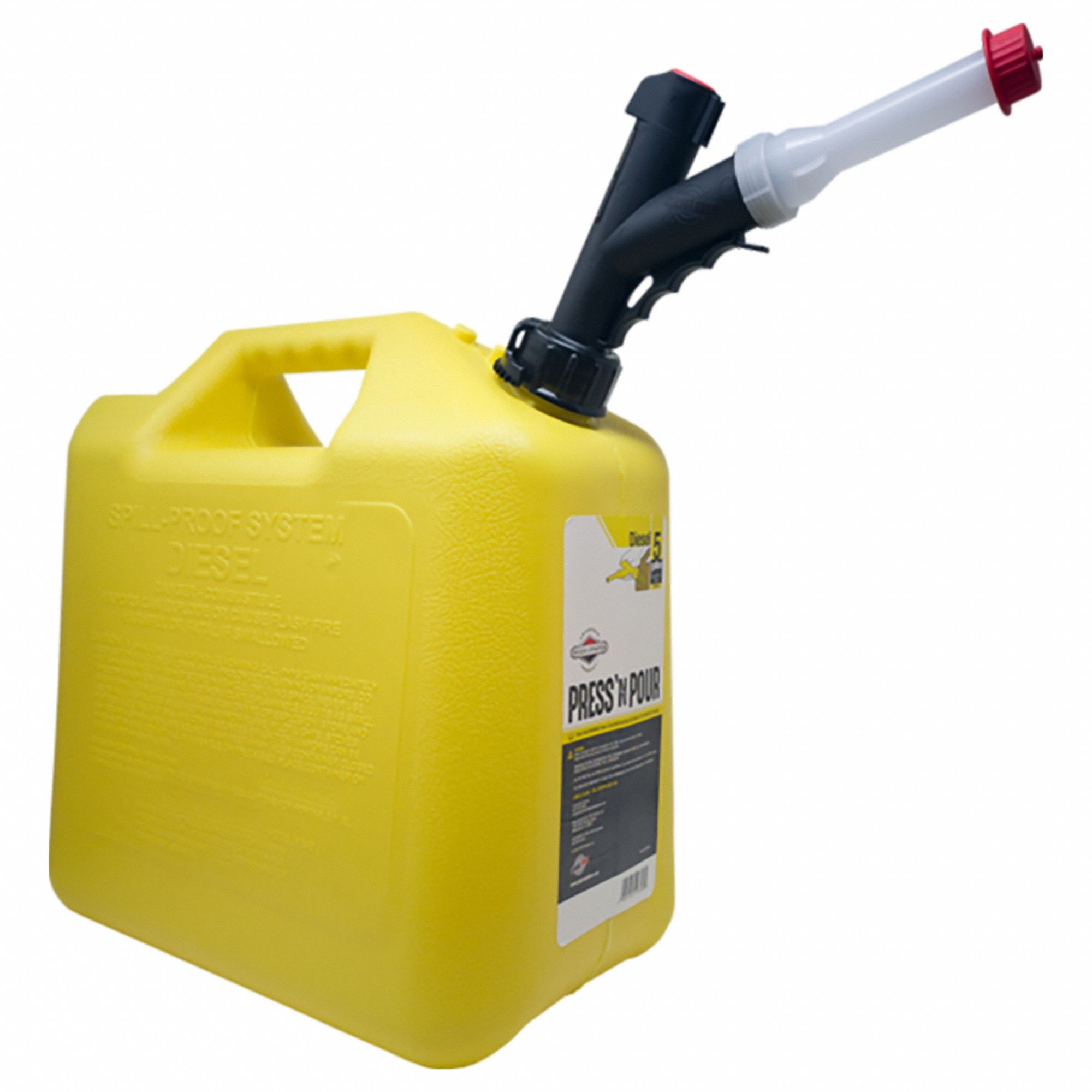Diesel Can: 5 gal Capacity, Diesel, Plastic, Yellow