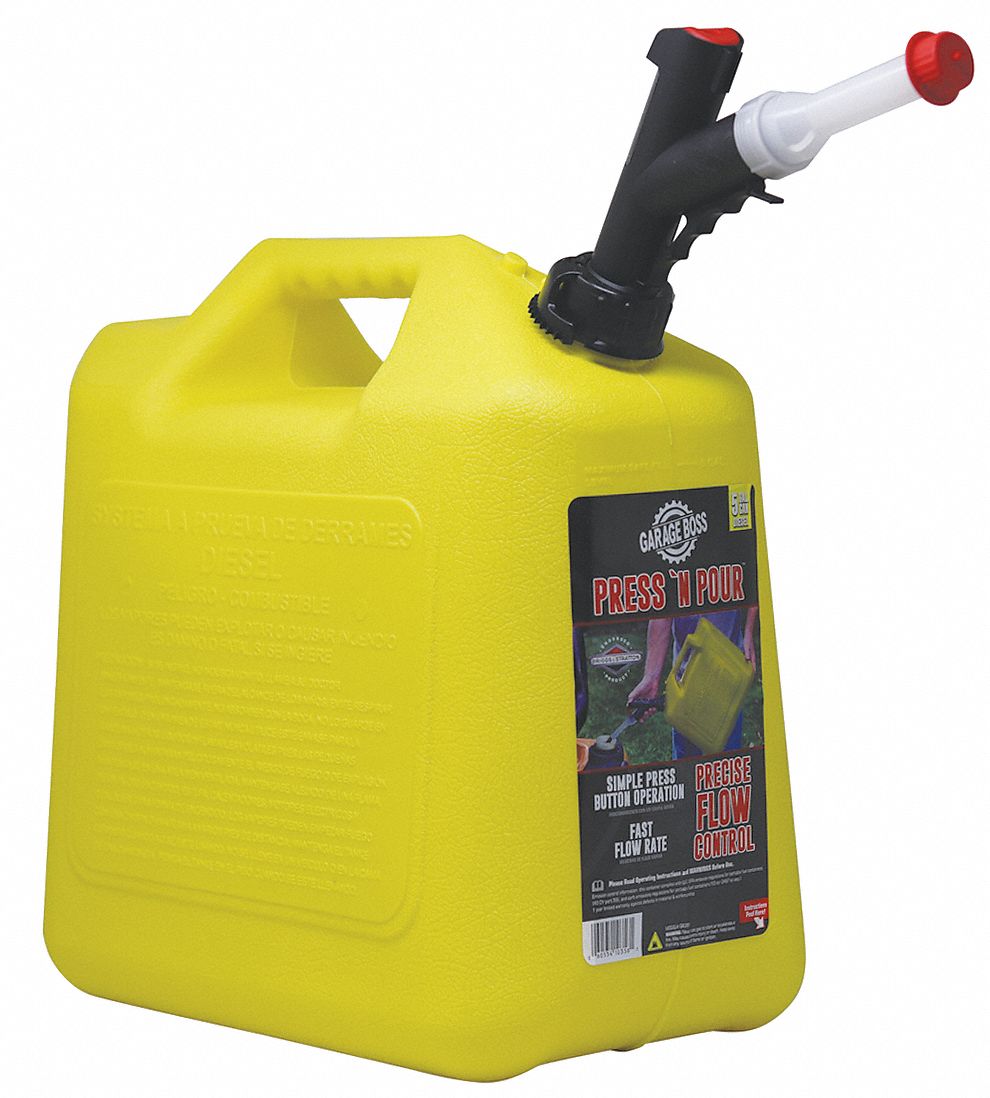 GARAGEBOSS Diesel Fuel Can, Plastic, 5 gal Capacity, 14 in Height, 14