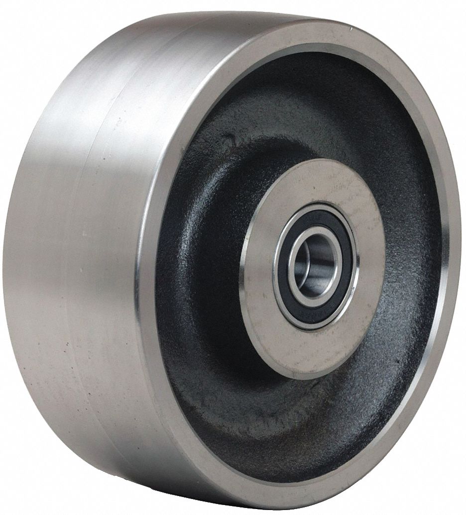 Caster Wheel, 8"dia, 4, 500 lb, Silver