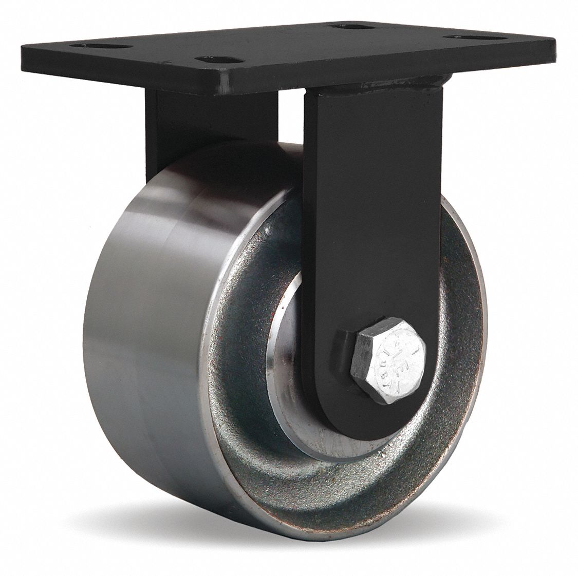 Plate Caster: Rigid, Steel, 6 in Wheel Dia, 3 in Wheel Wd, 7 1/2 in Mounting Ht, Rectangle