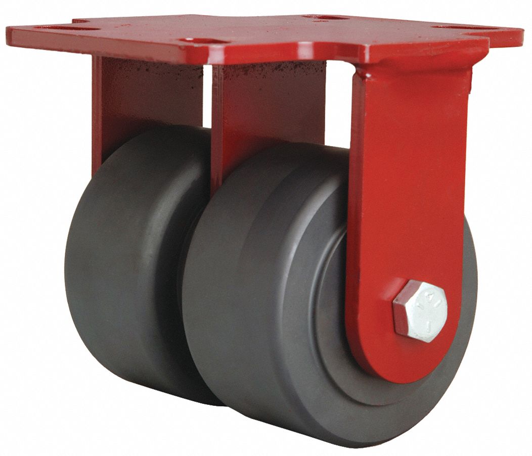 Plate Caster: Rigid, No Brake, Nylon, 4 in Wheel Dia, 2 in Wheel Wd, 5 5/8 in Mounting Ht