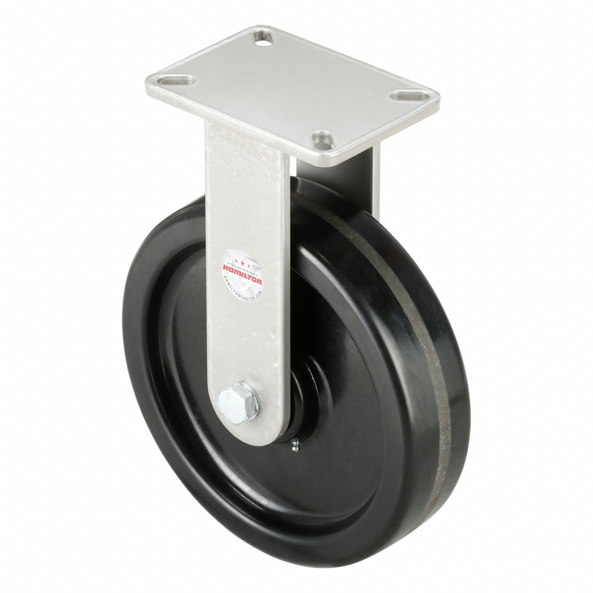 Plate Caster: Rigid, No Brake, Phenolic, 12 in Wheel Dia, 3 in Wheel Wd, Slot, Rectangle