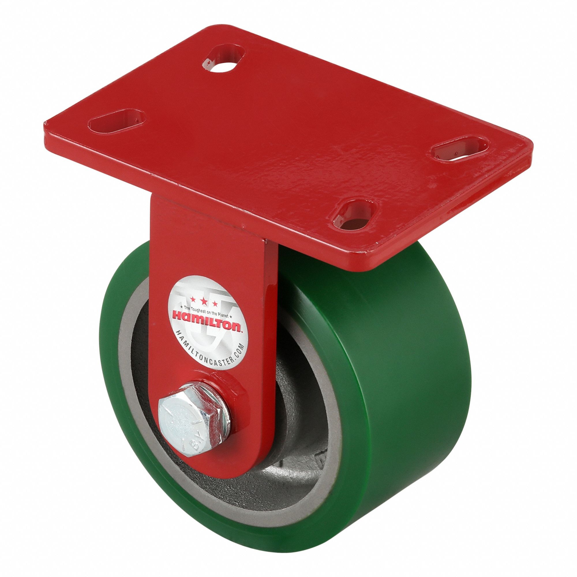 Plate Caster: Rigid, No Brake, Polyurethane, 6 in Wheel Dia, 3 in Wheel Wd, Slot, Rectangle