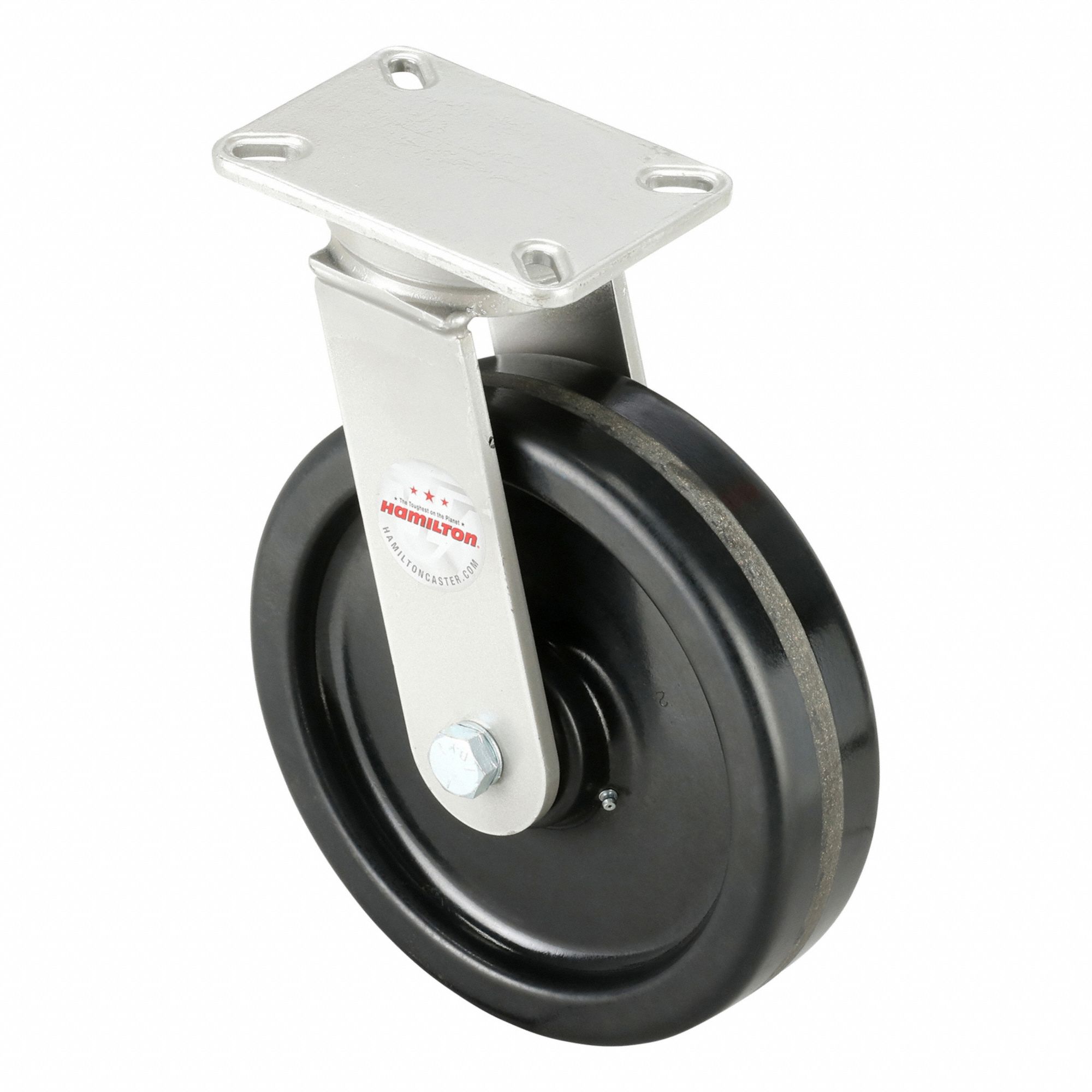 Plate Caster: Swivel, No Brake, Phenolic, 12 in Wheel Dia, 3 in Wheel Wd, Slot, Rectangle