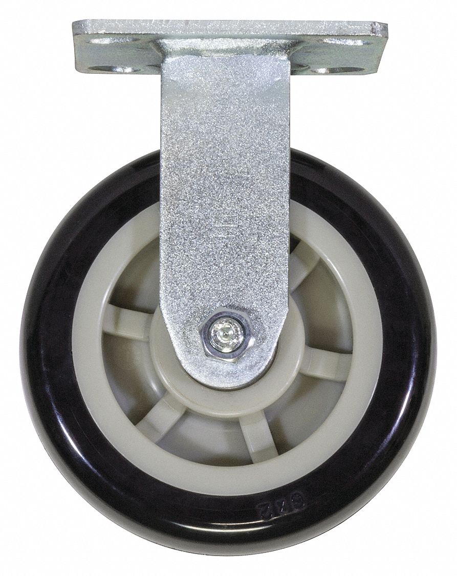 Rigid Plate Caster: 1, 000 lb Load Capacity, 7 1/2 in Overall Lg, 6 in Overall Wd, Steel